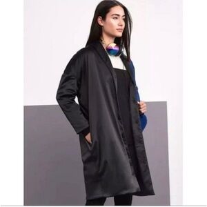 Derek Lam 10 C X Athleta Uptown Black Satin Quilted Coat Large